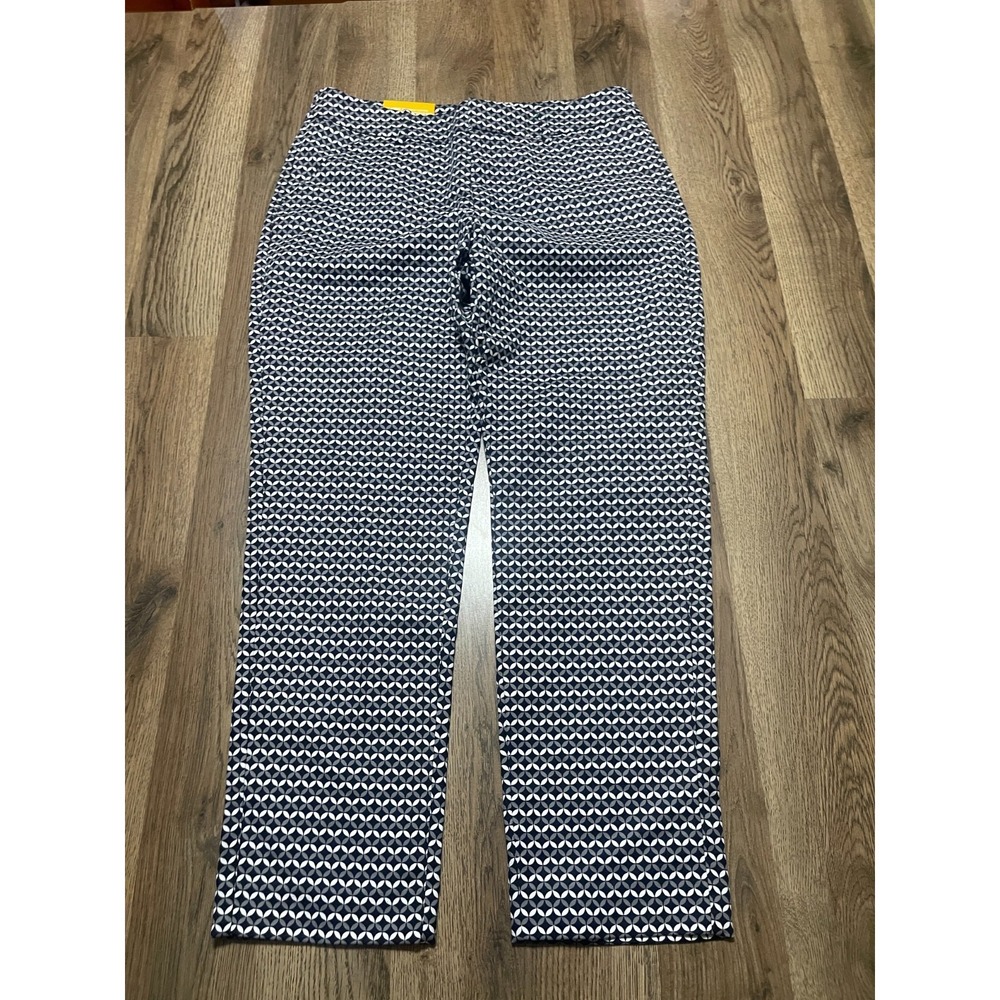 Merona Pants, Women's Size 10, Blue White, Stretch, Classic Fit, Allover Print
